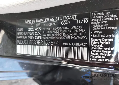 2011 Mercedes-Benz C 300 Luxury 4Matic/Sport 4Matic из США, поврежденный, VIN WDDGF8BB3BR157844